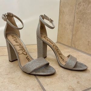 Sam Edelman Yaro Light Gold Mesh Sparkly Glitter Heel Sandals 10 Wedding